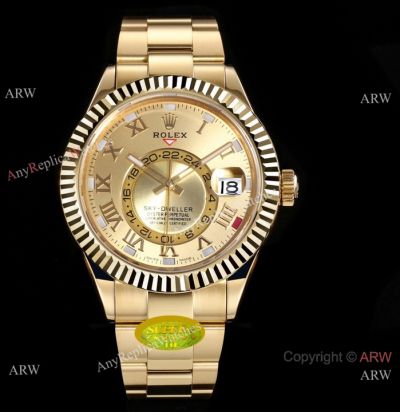 iu Factory Rolex Sky-Dweller Golden 42mm Watches Super Clone 9001